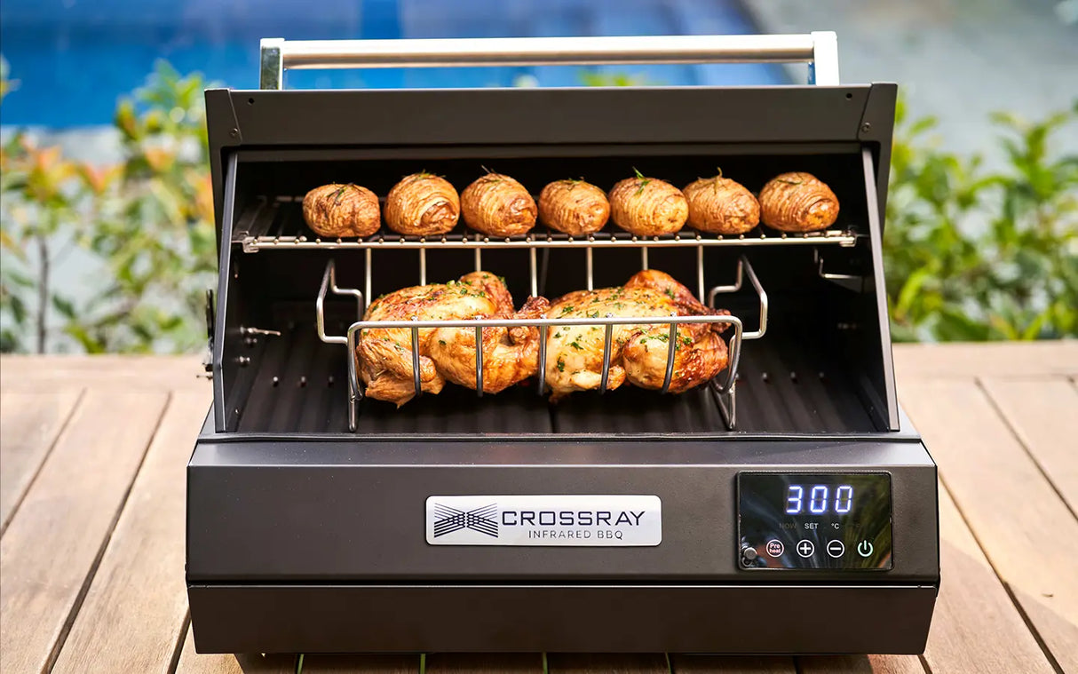 CROSSRAY TCE22TR eXtreme Portable Electric BBQ with Trolley, Black Finish