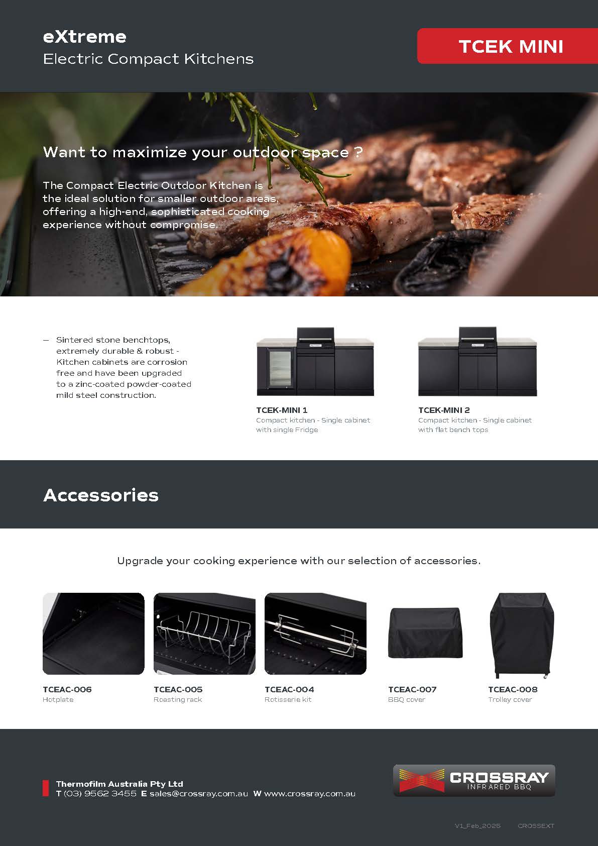 CROSSRAY TCEK-03 eXtreme Electric Outdoor BBQ Kitchen, with Drinks Fridge, White Top