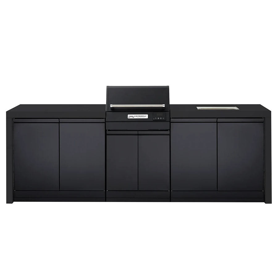 CROSSRAY TCEK-08 eXtreme Electric Outdoor BBQ Kitchen with Sink, Black Top