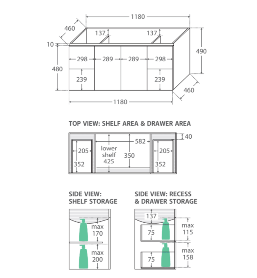 Fienza Dolce Tcl120J 1200Mm Ceramic Wall Hung Vanity With Handles White - Special Order Units