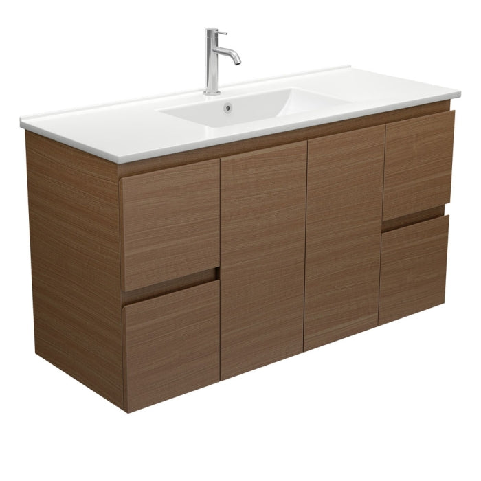 Fienza TCL120WA Dolce Edge Walnut 1200 Wall Hung Vanity