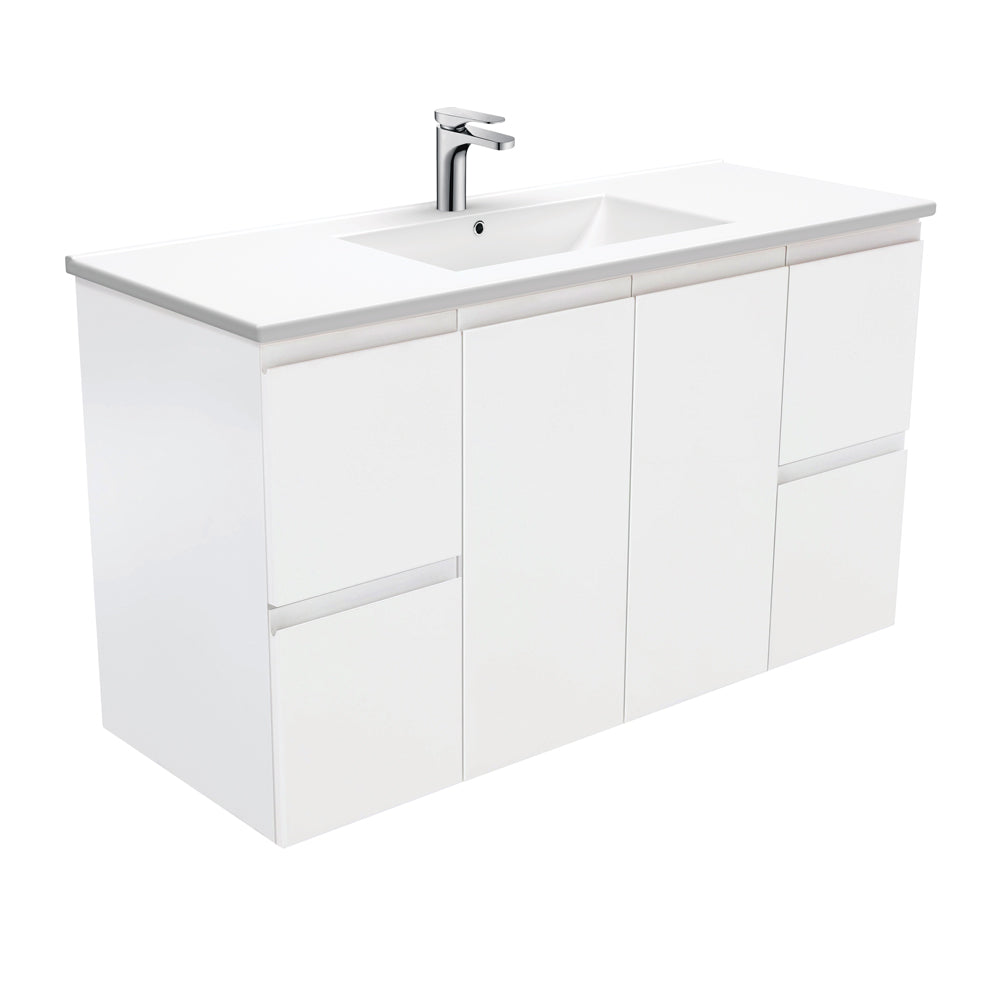 Fienza Dolce 1200Mm Tcl120Z Fingerpull Wall Hung Vanity Satin White - Special Order Units