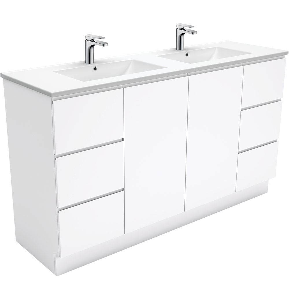 Fienza TCL150CD Dolce Fingerpull 1500mm Vanity Kickboard (Double Bowl) White