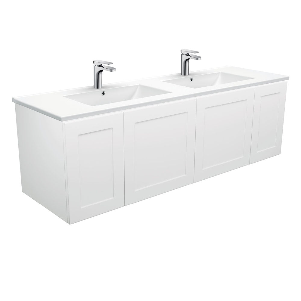 Fienza TCL150MD 1500mm Dolce Mila Wall Hung Vanity Double Bowl, White