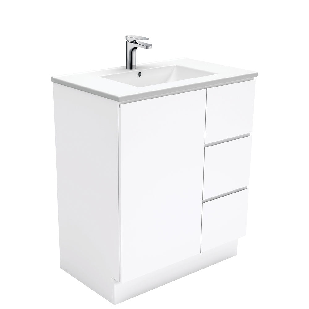 Fienza Dolce Tcl75Cr 750Mm White Fingerpull Vanity With Kickboard Right Hand Drawers - Special Order
