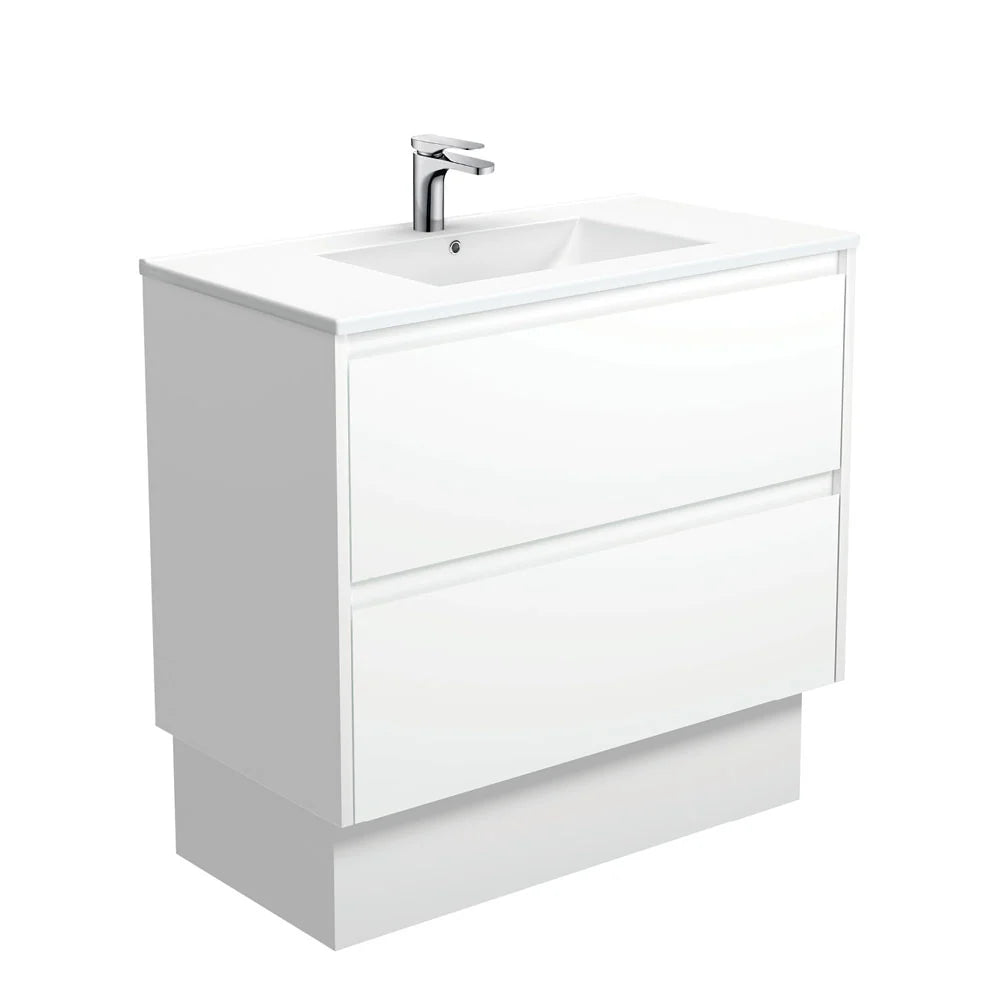 Fienza TCL90BWK 900mm Dolce Amato On Kickboard Vanity, 1 Taphole, Satin White