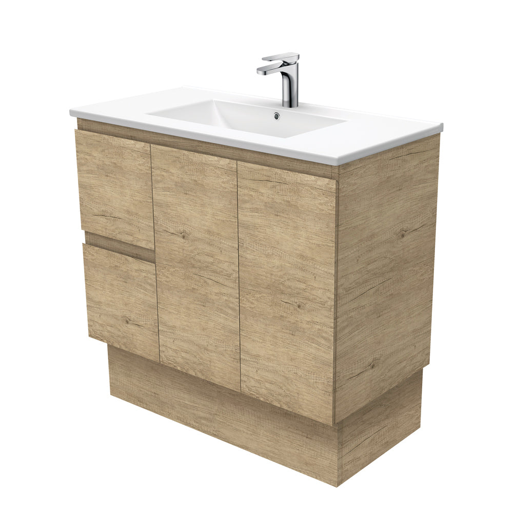 Fienza Dolce Edge Tcl90Skl 900Mm Scandi Oak Vanity With Kickboard Left Drawers - Special Order Units