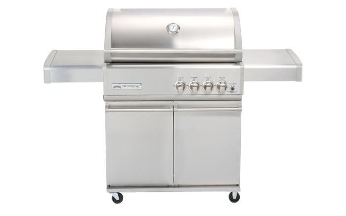 CROSSRAY TCS4PL Infrared 4 Burner Trolley BBQ, Stainless Steel