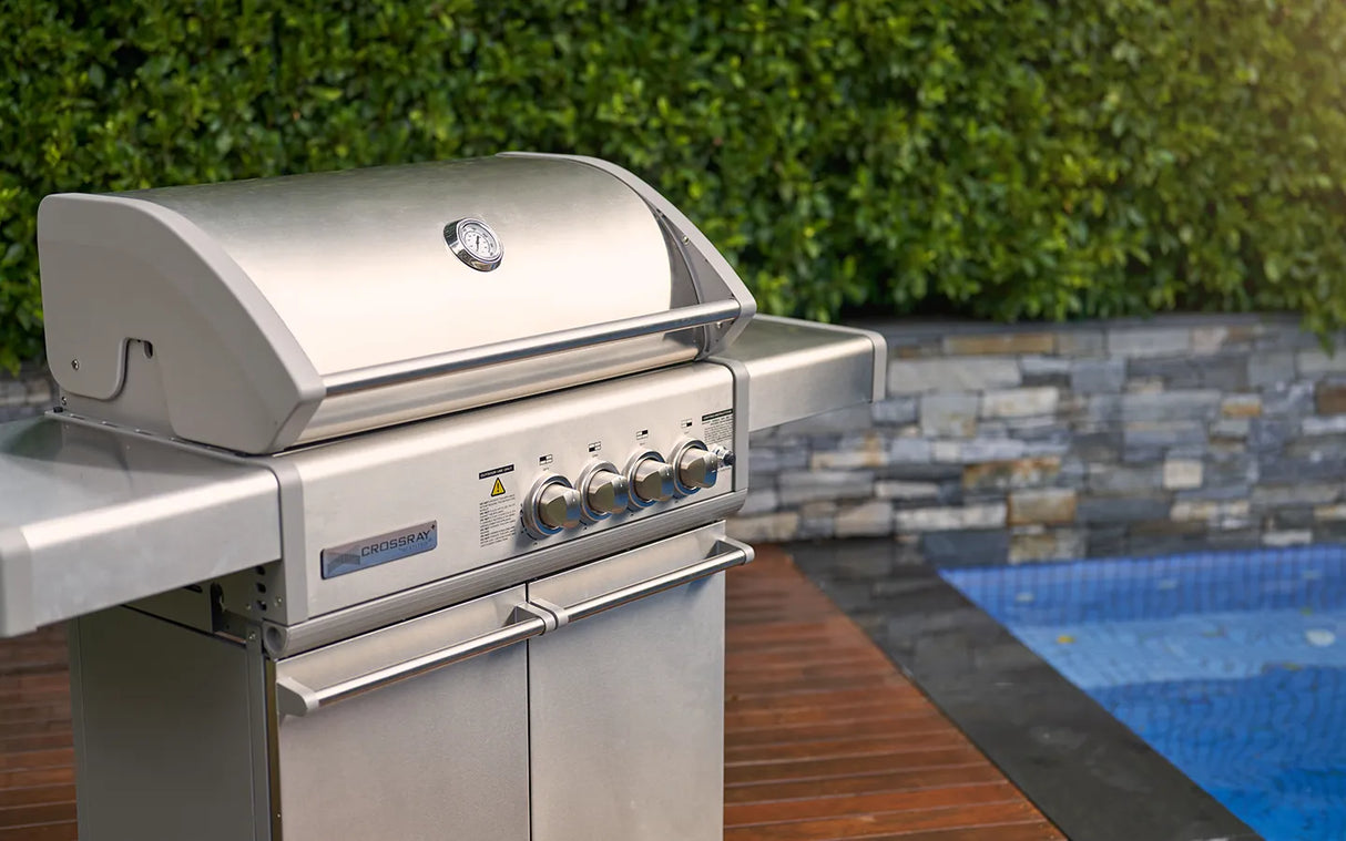 CROSSRAY TCS4PL Infrared 4 Burner Trolley BBQ, Stainless Steel