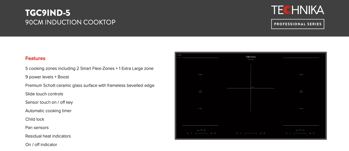 Technika TGC9IND-5 90cm Induction Cooktop