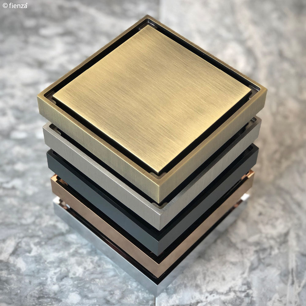 Fienza TIW85DAB Square Tile 2-in-1 Floor Waste, 88mm Outlet, Antique Brass