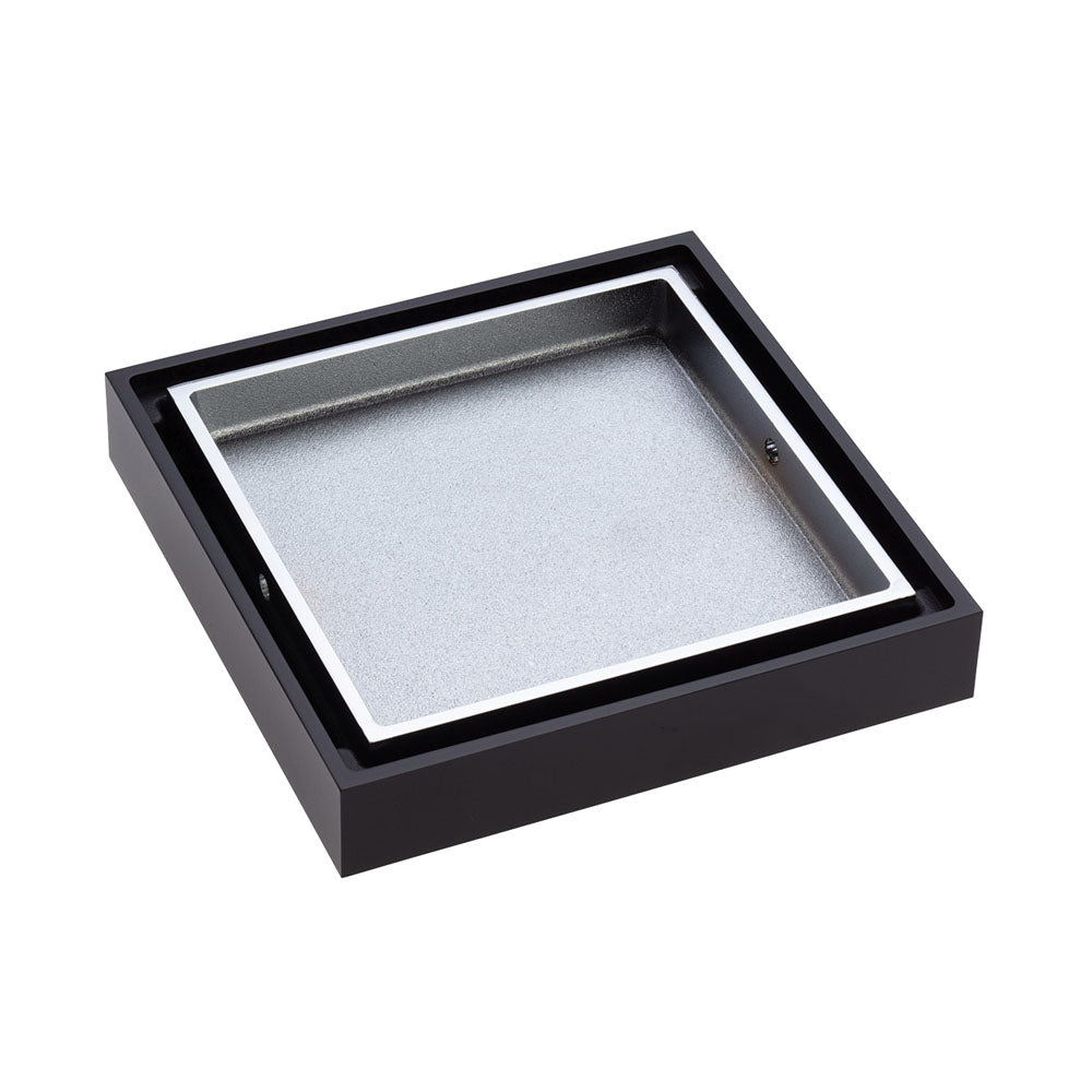 Fienza TIW85DMBKCP Square Tile 2-in-1 Floor Waste, 88mm Outlet, Matte Black and Chrome