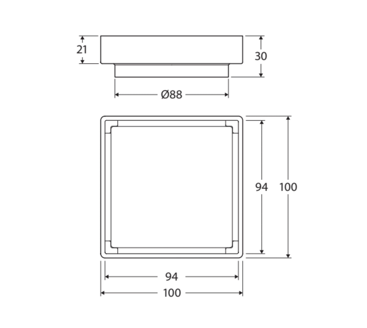 Fienza TIW85DRG Square Tile 2-in-1 Floor Waste, 88mm Outlet, Rose Gold