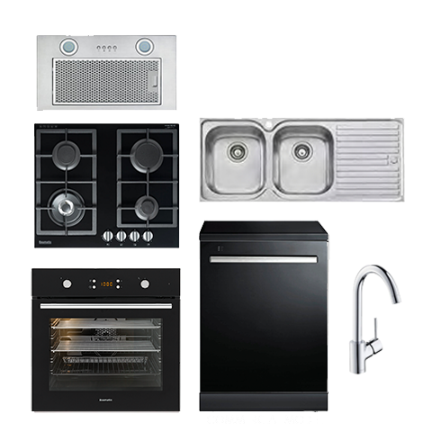 Trade Bundle TR05 60cm Electric Oven, Gas Cooktop, Undermount Hood, Dishwasher, Sink & Tap