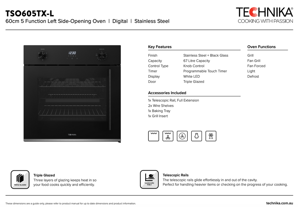 Technika TSO605TXL 60cm 5 Function BuiltIn Oven Clearance Discount