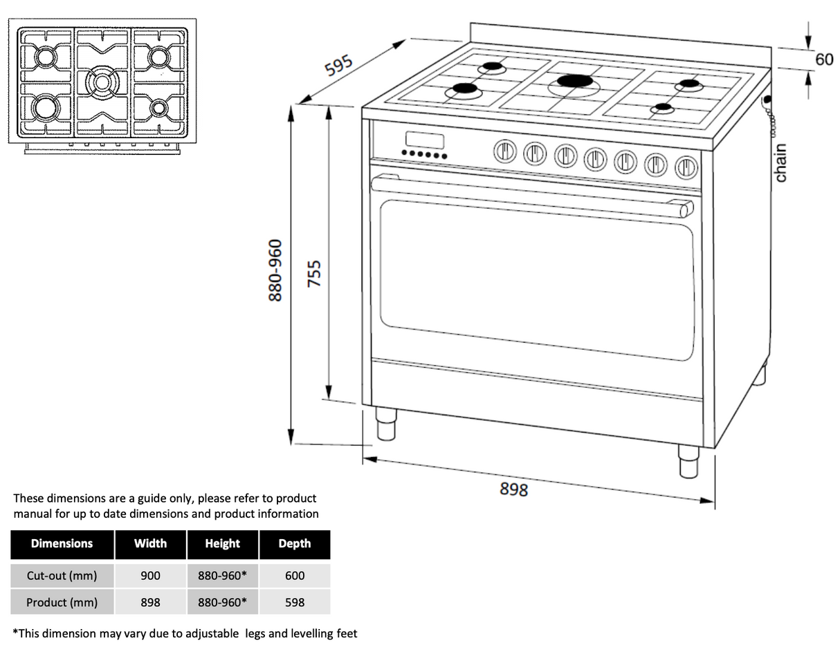 Technika Italian Made Tu958Tdm 90Cm Dual Fuel Freestanding Stove Stoves
