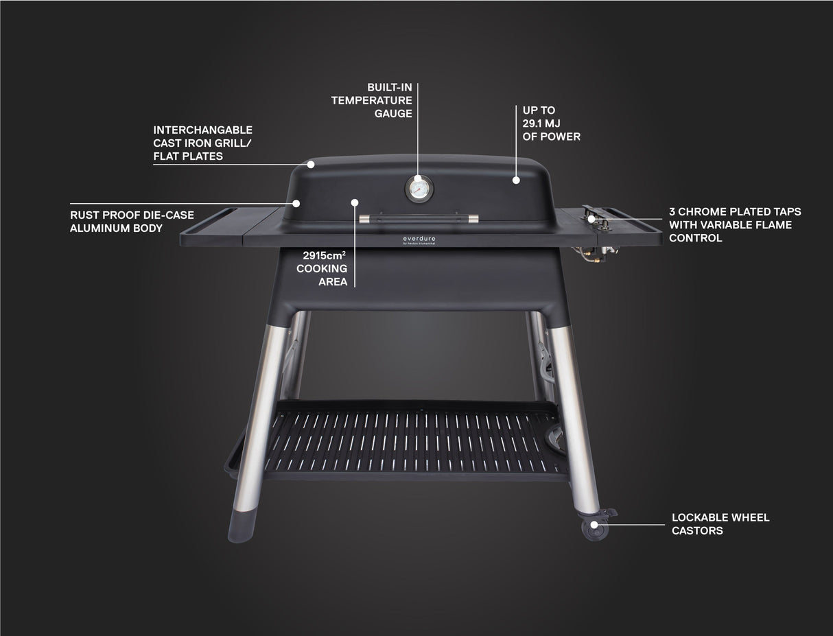 Everdure by Heston E3G1SA Blumenthal Furnace Gas BBQ Stone