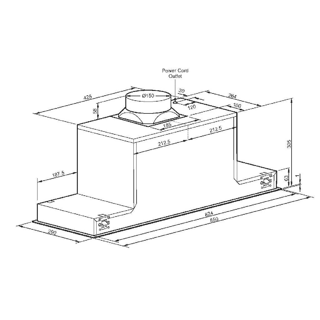 Euromaid UCB85S 85cm Stainless Steel Undermount Rangehood