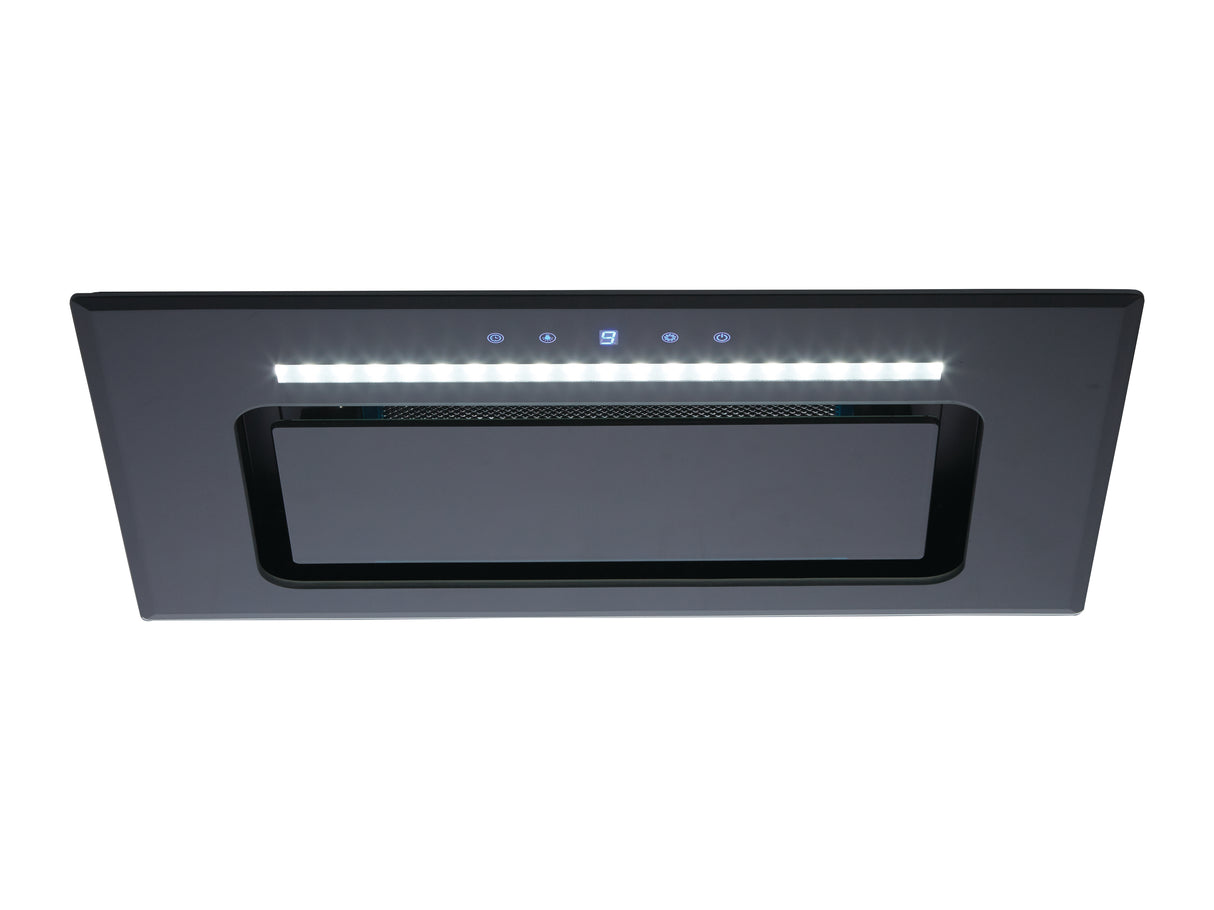 Euromaid UCG52B 62cm Black Glass Undermount Rangehood