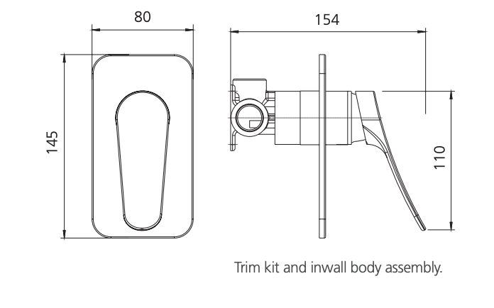 Oliveri Verona Wall Mixer Trim, Matte Black, VA303516MB-TK