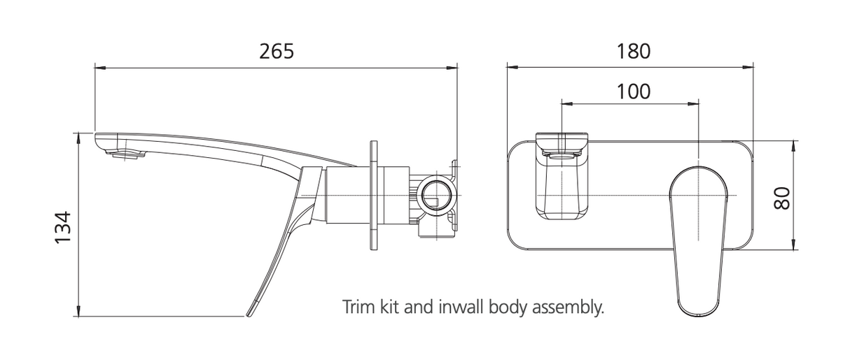 Oliveri Verona Wall Mixer Set, Trim, Chrome, VA305500CR-TK