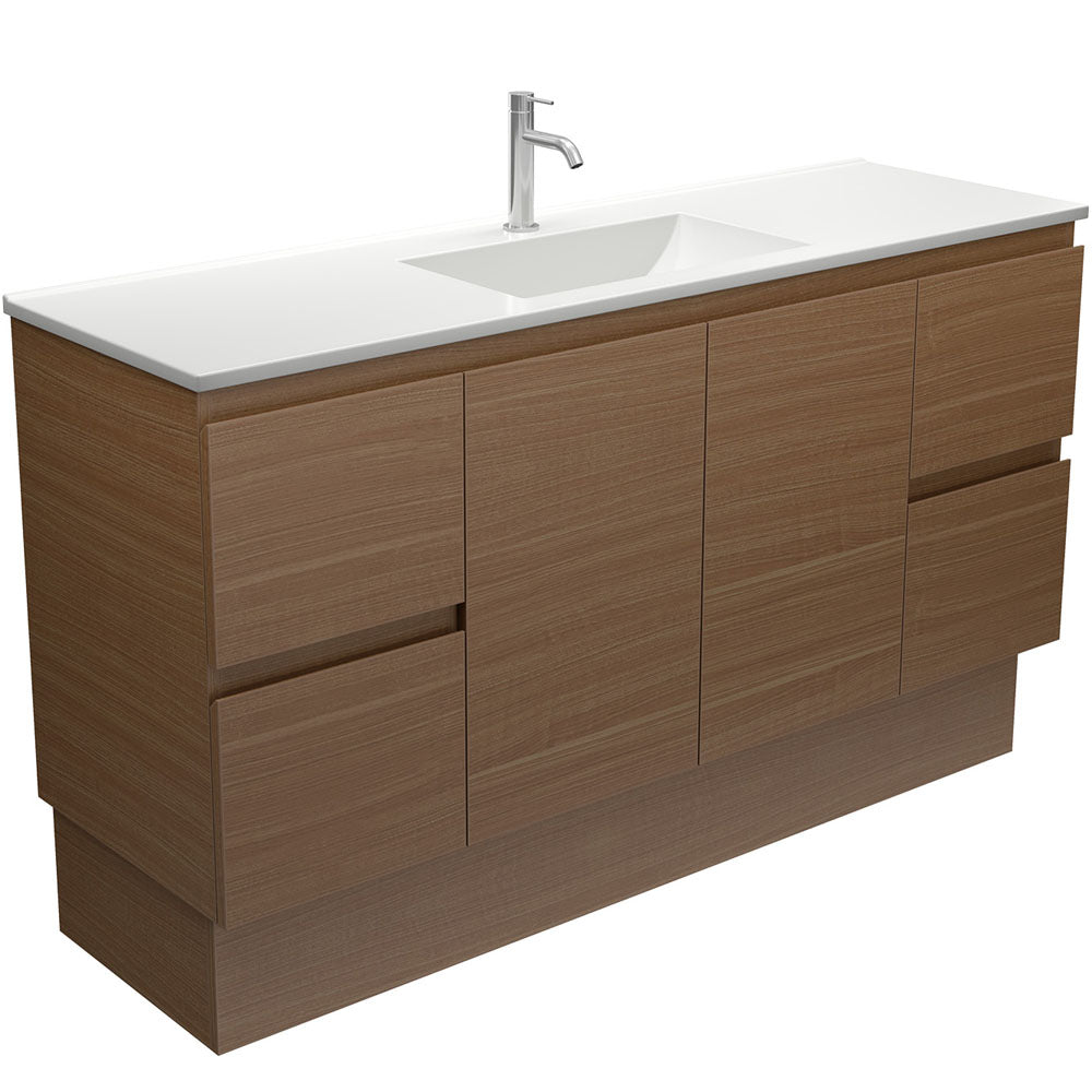 Vanessa VAN150WAKS Edge Walnut 1500 Single Bowl Vanity on Kickboard