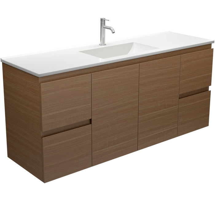 Vanessa VAN150WAS Edge Walnut 1500 Single Bowl Wall Hung Vanity
