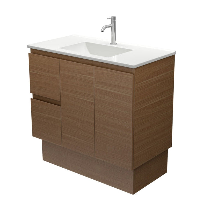 Fienza VAN90WAKL Vanessa Edge Walnut 900 Vanity on Kickboard, Left Drawers