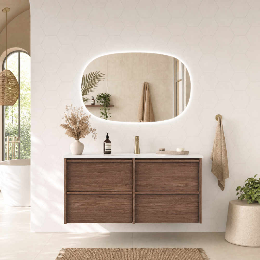 Aulic 1200mm VE1200WWN Venetta Framed Wall Hung Vanity Walnut