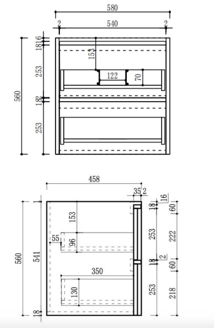 Aulic 600mm VE600WWN Venetta Framed Wall Hung Vanity Walnut
