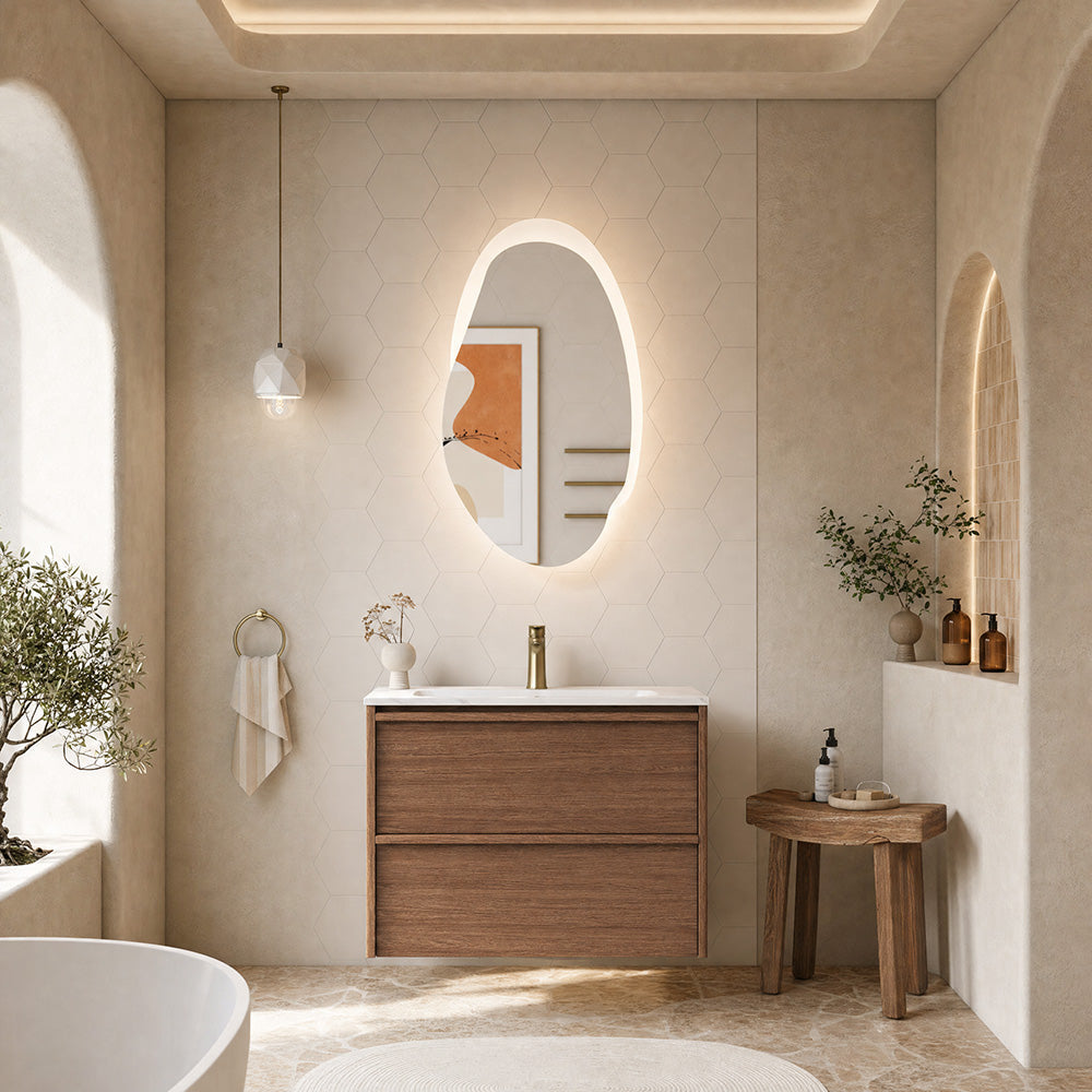 Aulic 750mm VE750WWN Venetta Framed Wall Hung Vanity Walnut
