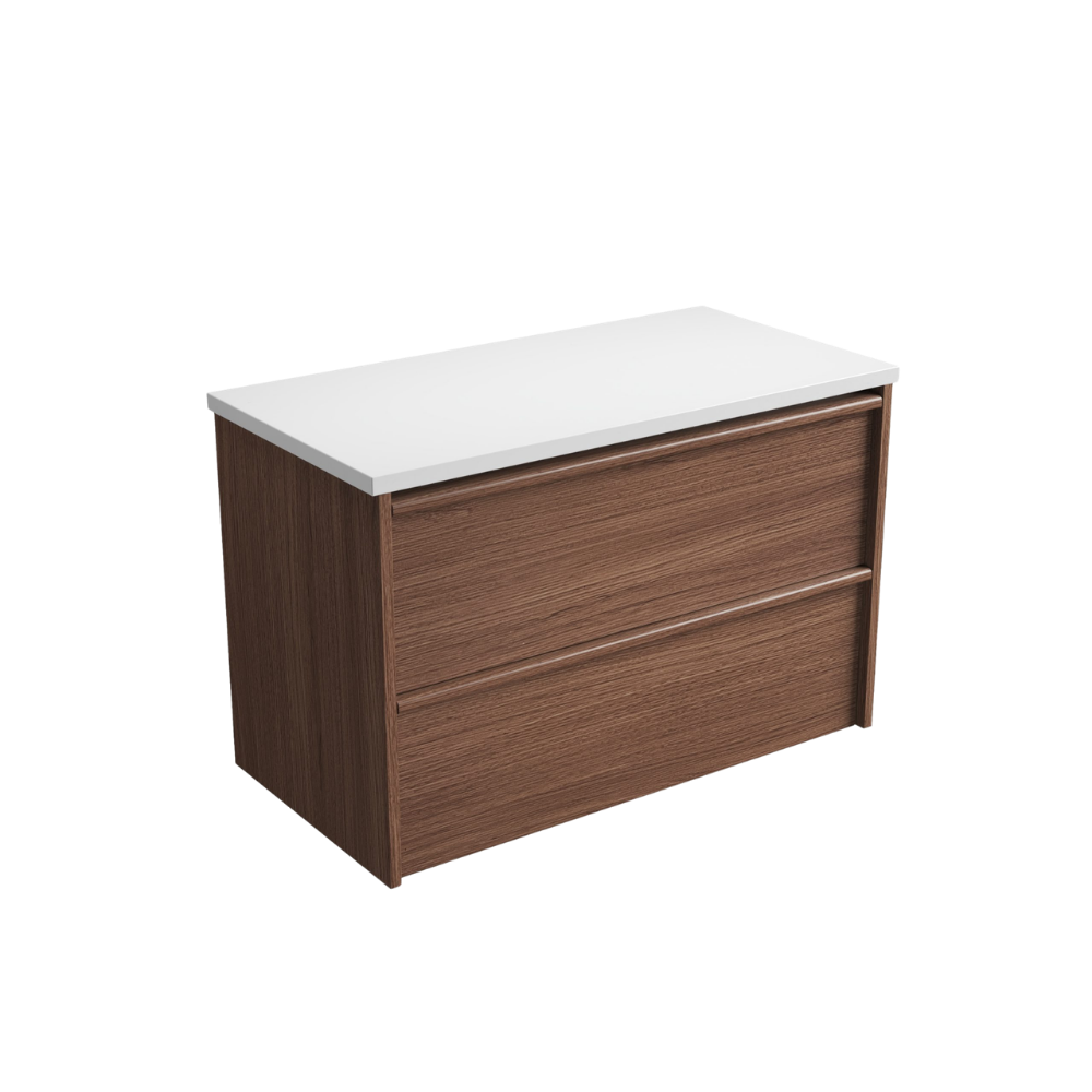 Aulic 900mm VE900WWN Venetta Framed Wall Hung Vanity Walnut