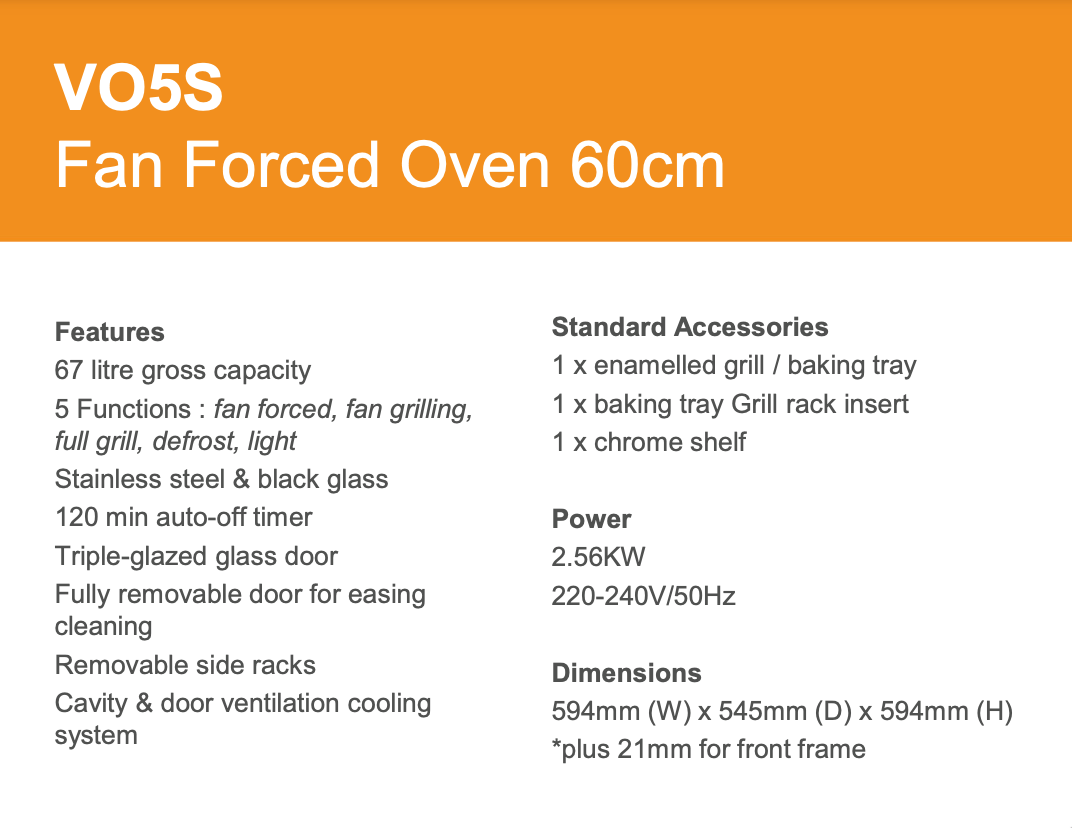 Venini VO5S Black Glass Electric Fan Forced Oven