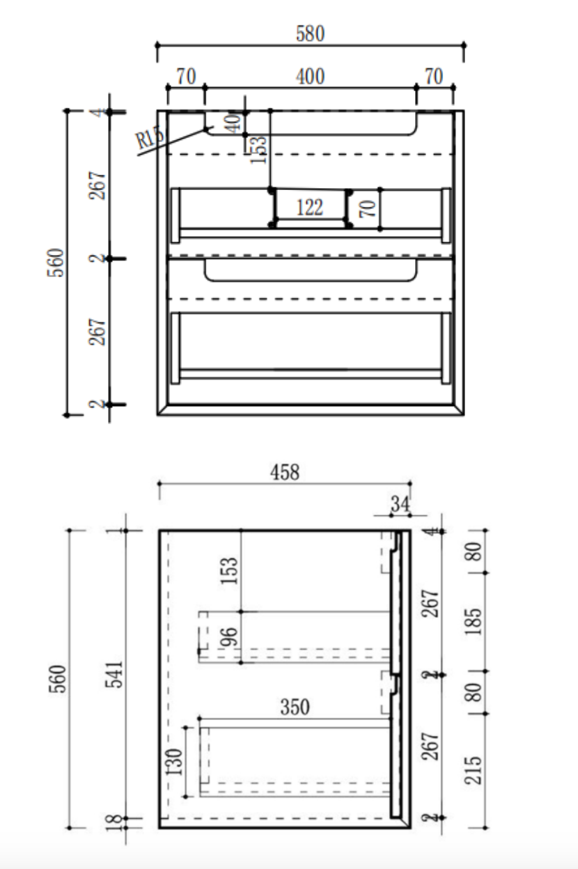 Aulic 600mm VO600WHA Voulari Framed Wall Hung Vanity, Harvest Oak