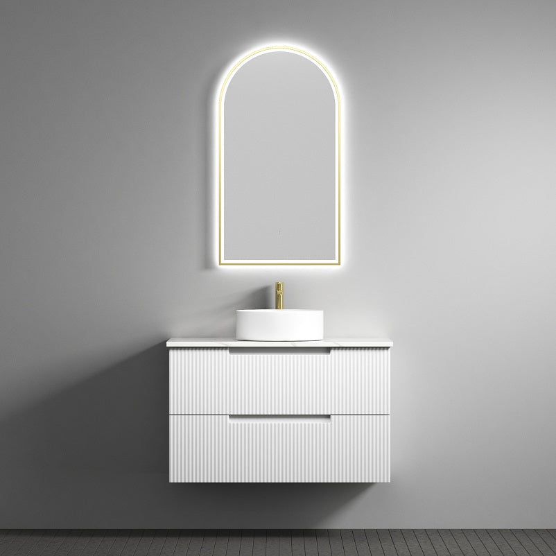 Aulic 900mm Verona Mark II White Fluted Wall Hung Vanity CAWH412-900-ST Ceremic Top Vanity Units