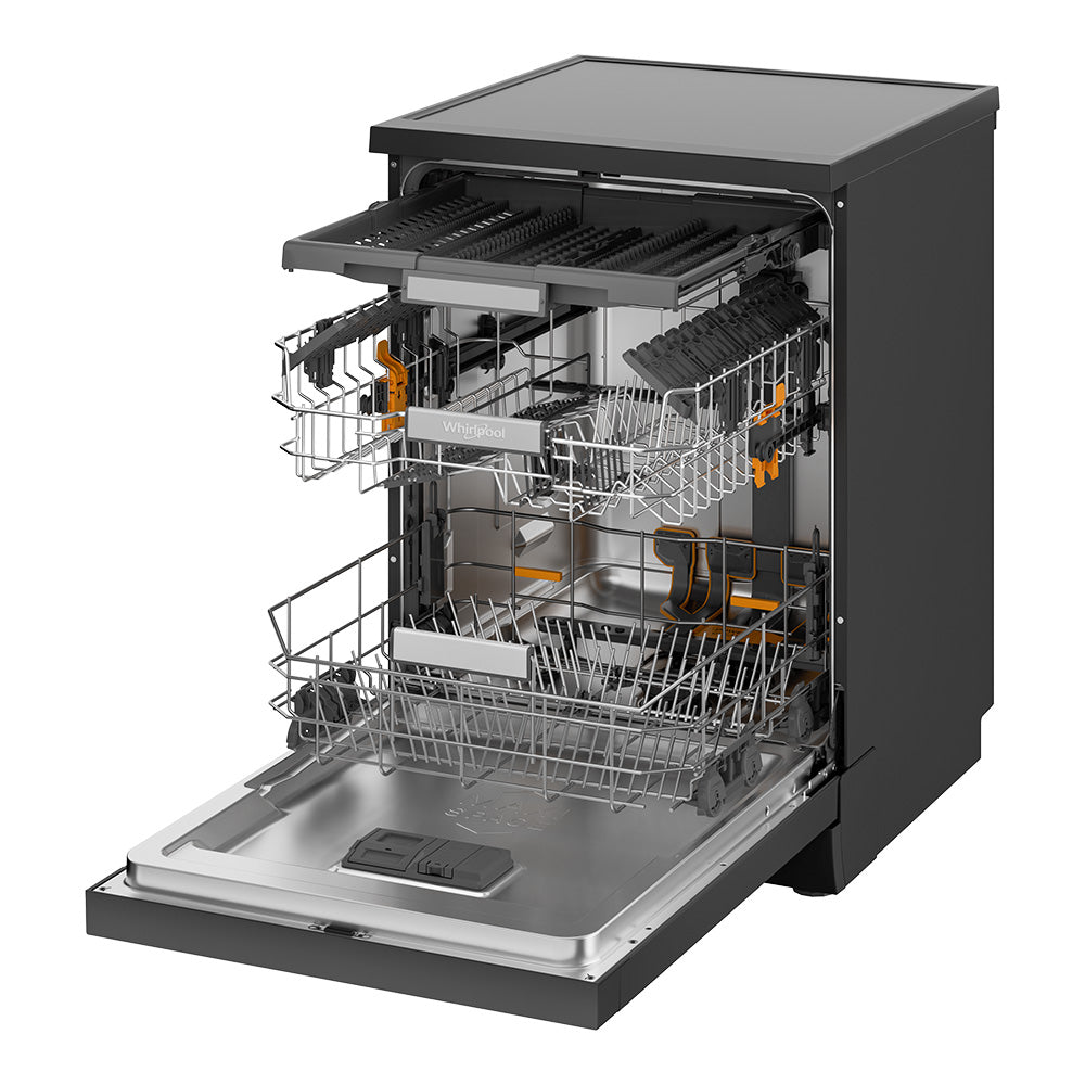 Whirlpool WDFS3L5PBSAU Power Clean Maxi-Tub 15 Place Setting Freestanding Dishwasher In Black