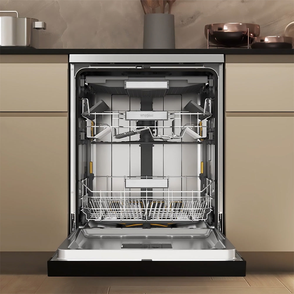 Whirlpool WDFS3R4NIXAU Power-Clean Maxi-Tub 14 Place Setting Freestanding Dishwasher in Stainless Steel
