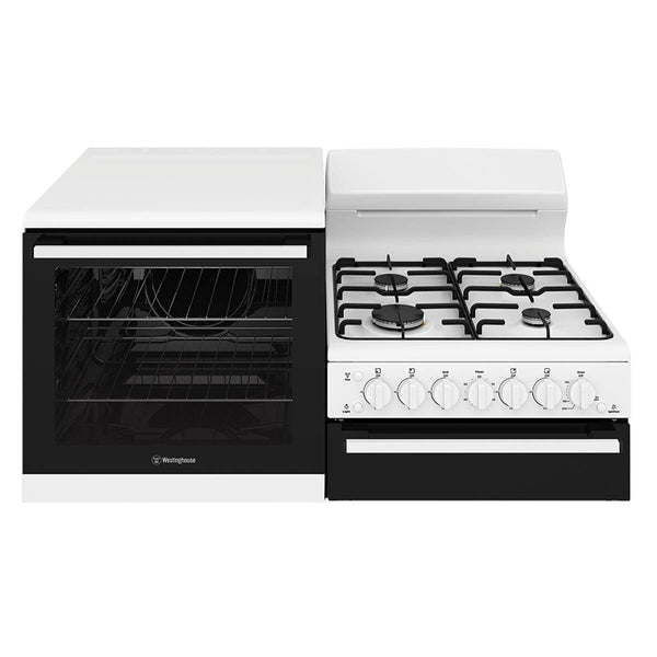 Westinghouse WDG110WCNG-L 110cm White Elevated Gas Freestanding Stove - Left Hand Oven - Westinghouse Clearance Discount