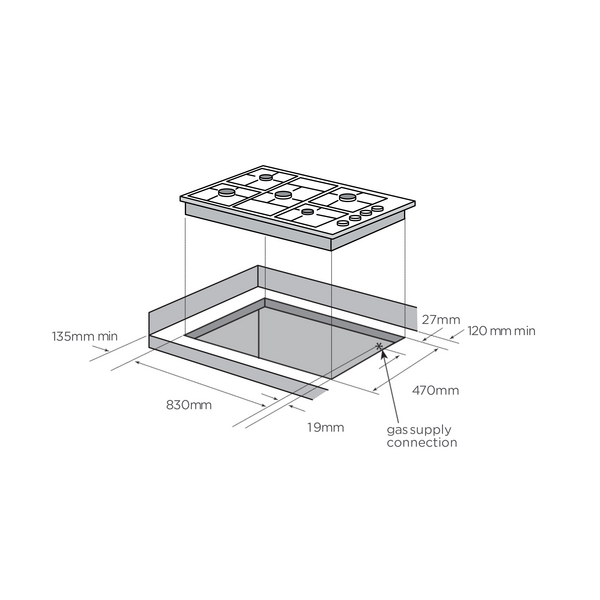 Westinghouse WHG955SB 90cm Stainless Steel Gas Cooktop - Factory Seconds