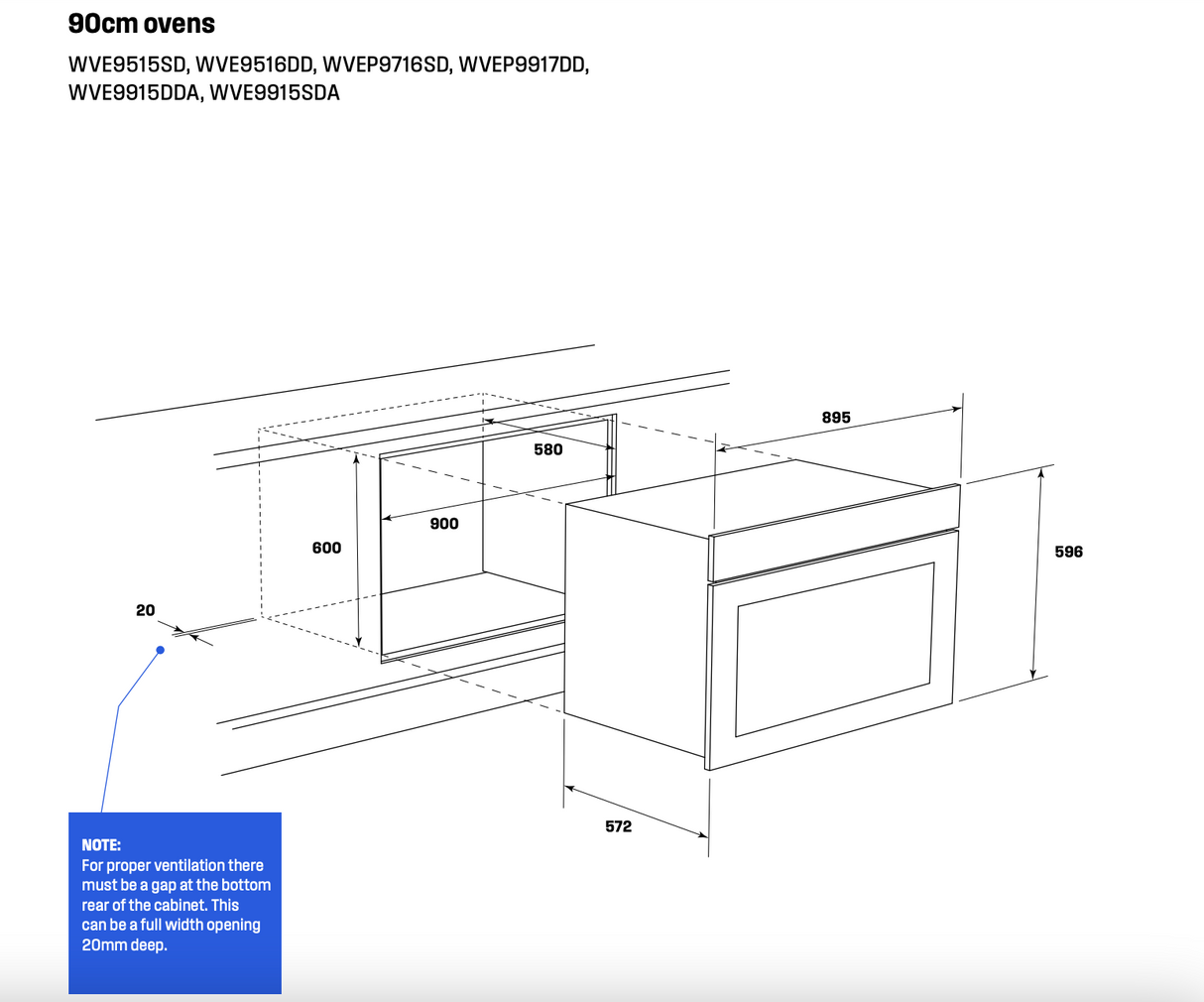 Westinghouse WVE9515SD 90cm Electric Built-In Oven - Westinghouse Factory Seconds