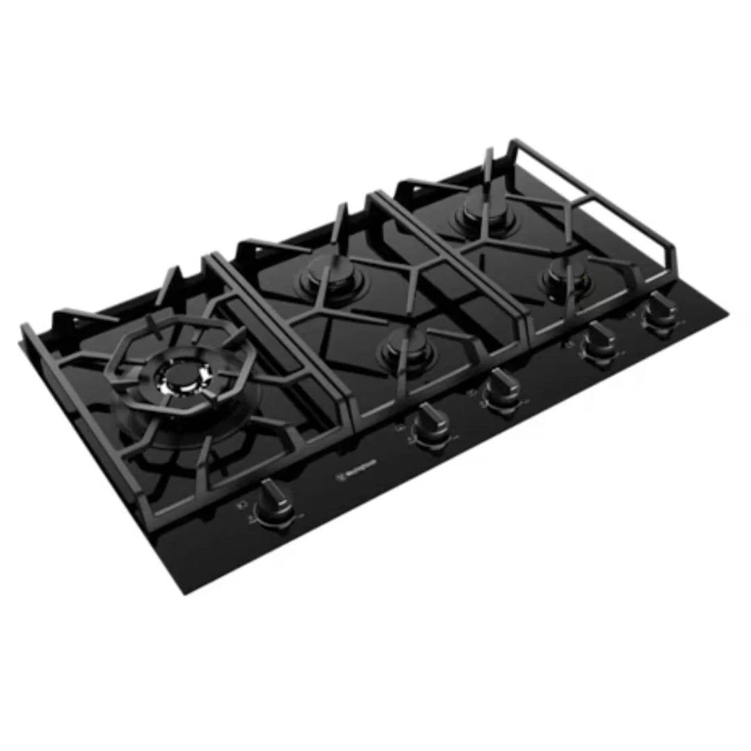 Westinghouse WHG955BCA 90cm 5 Burner Black Glass Gas Cooktop - Westinghouse Factory Seconds
