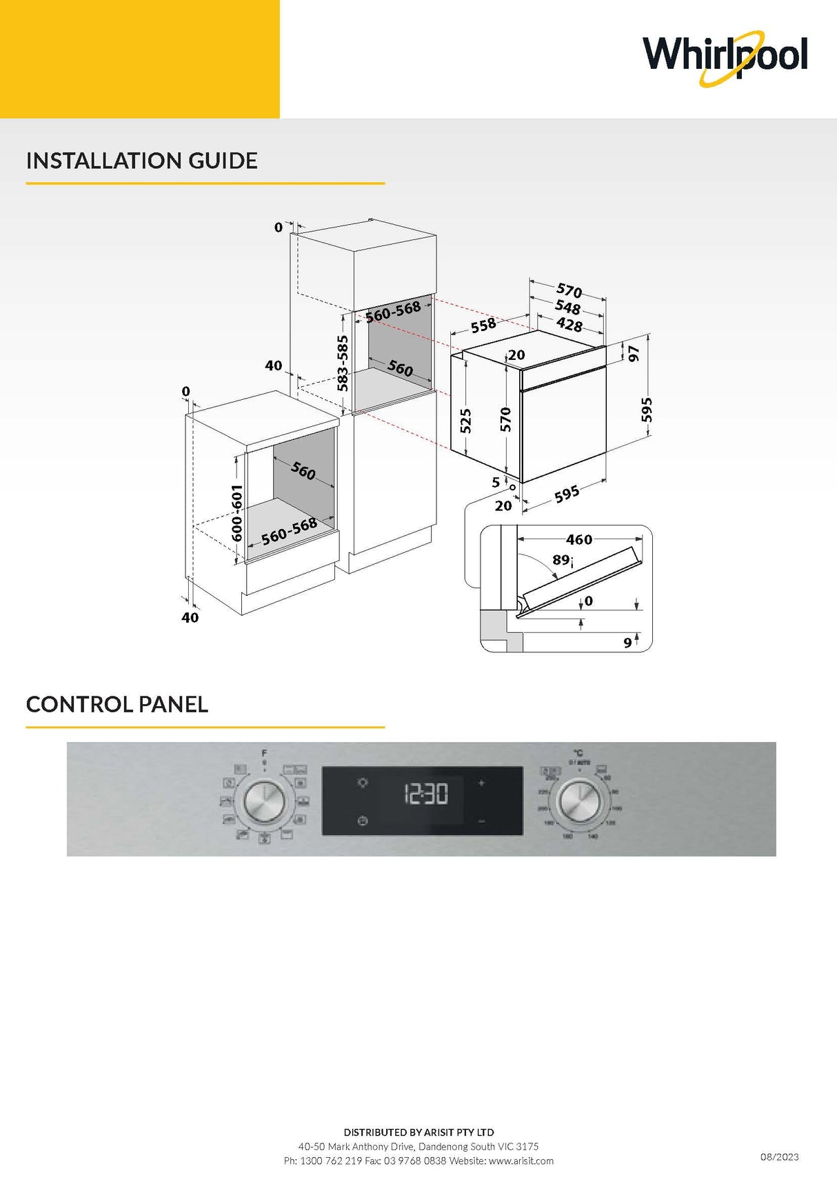 Whirlpool W4OMK58RU1XA 60cm Multi-Function Hybrid Hydrolytic/Pyrolytic Clean Oven in Stainless Steel