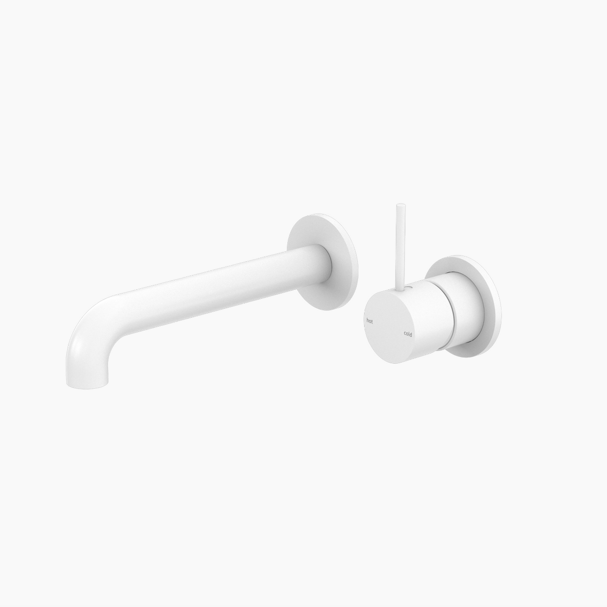 Nero Mecca Wall Mixer Set Basin / Bath (Separate Backplates) Handle Up - Matte White