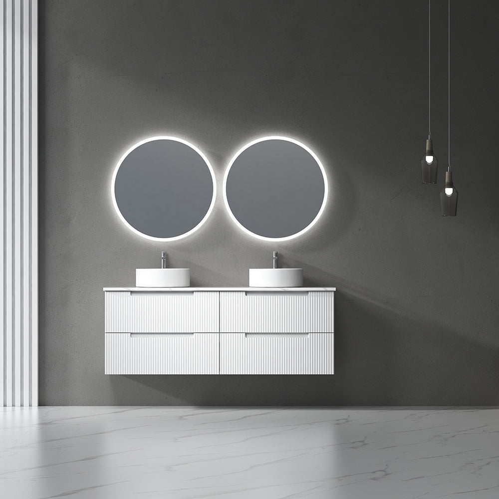 Aulic Windsor Round LED Mirror 900mm Matte White LMWIN-900-MW Matte White Mirrors