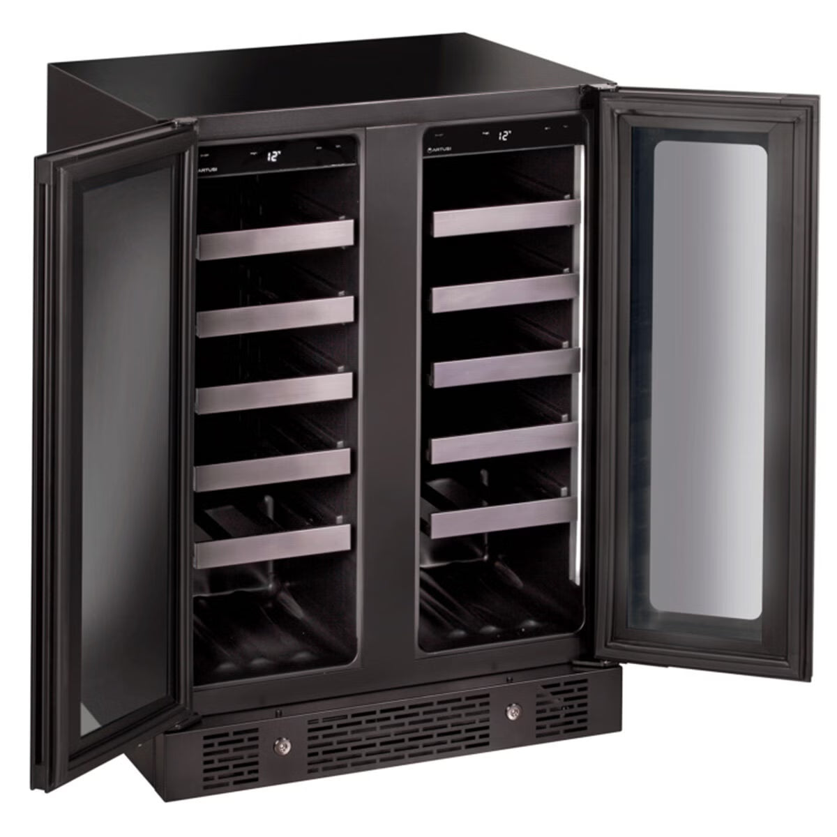 Artusi AWC36BV Dual Zone Wine Fridge, 36 Bottle, Double Door, Matte Black