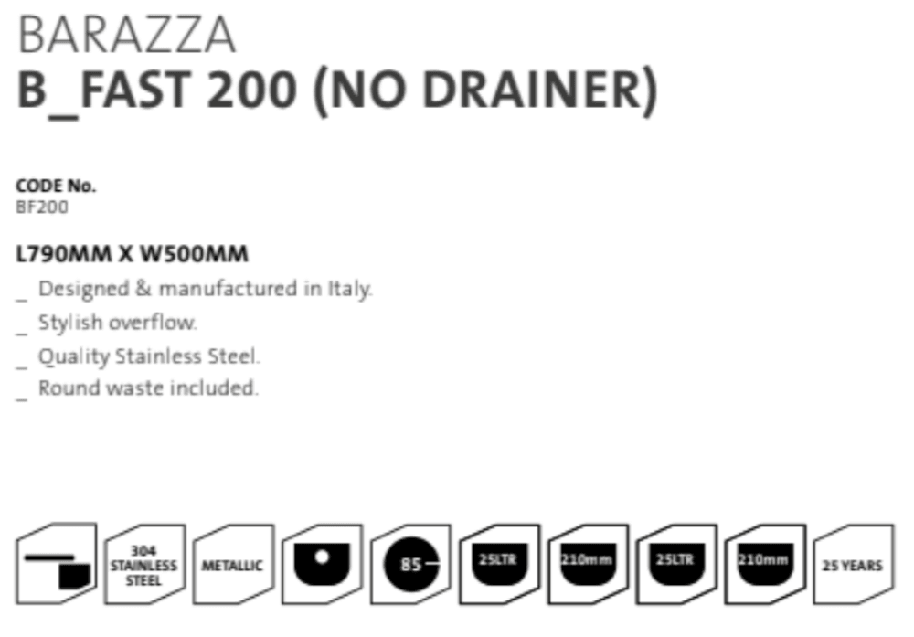 Abey Barazza Bf200 B-Fast Top Mount Double Bowl Sink Mounted Kitchen Sinks