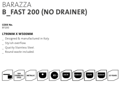 Abey Barazza Bf200 B-Fast Top Mount Double Bowl Sink Mounted Kitchen Sinks