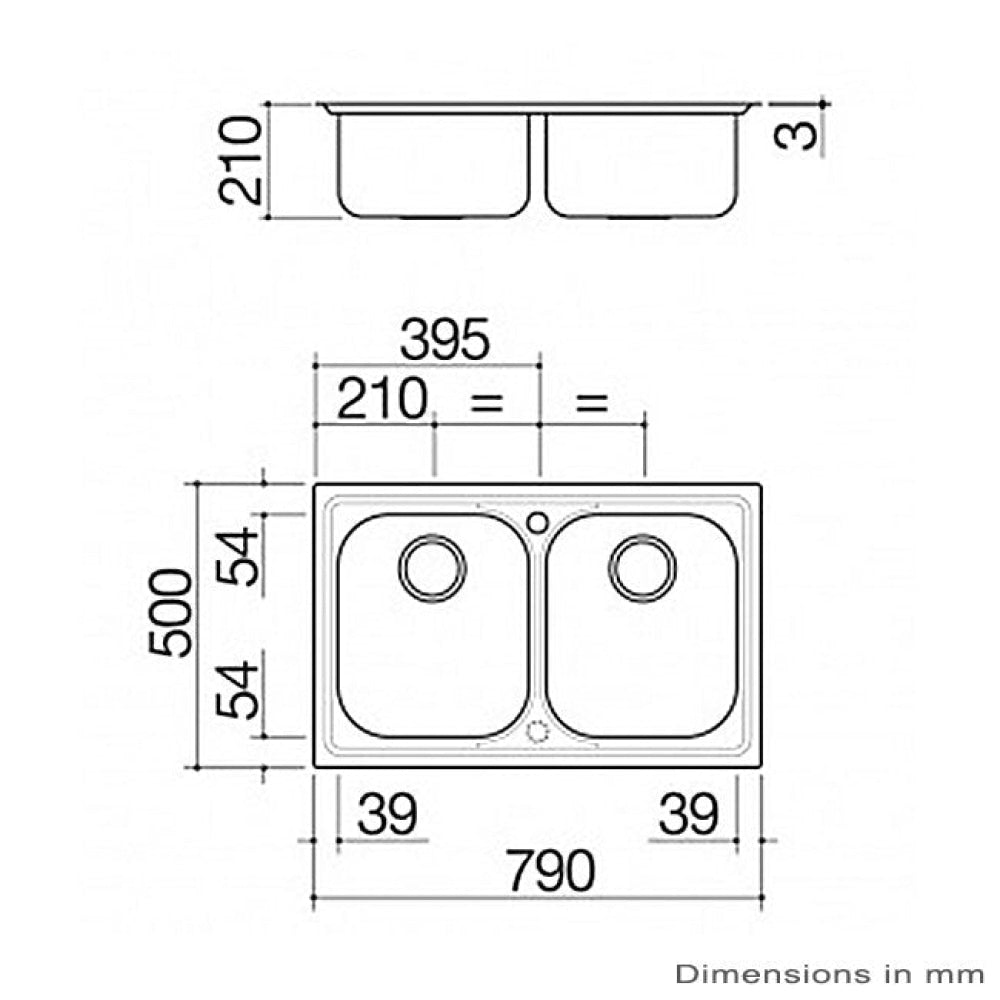 Abey Barazza Bf200 B-Fast Top Mount Double Bowl Sink Mounted Kitchen Sinks