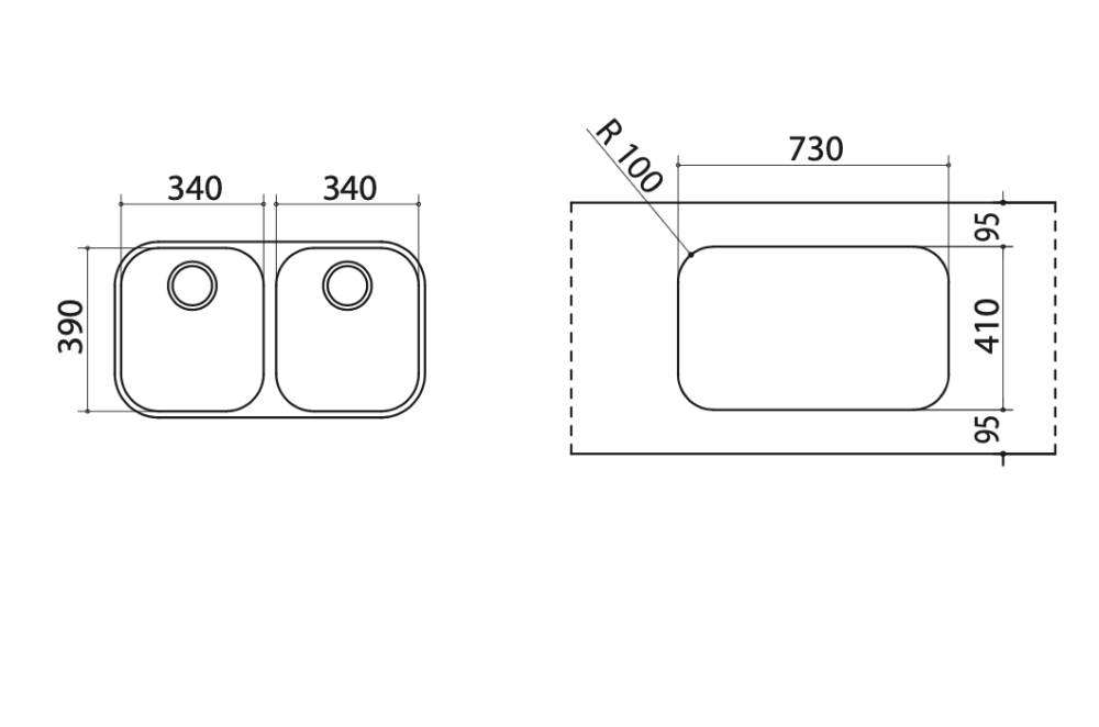 Abey Barazza Bf200U B-Fast Undermount Double Bowl Sink Kitchen Sinks