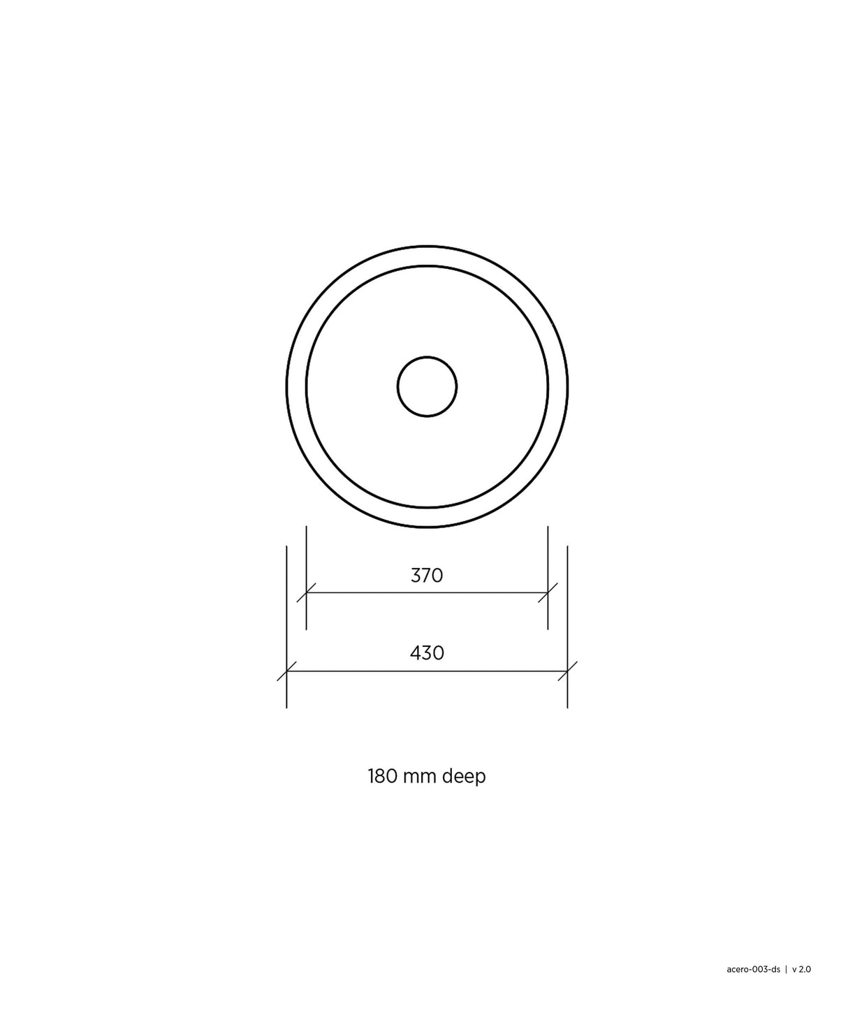 Seima 191578 Acero 003 Single Bowl Round Sink, No Taphole